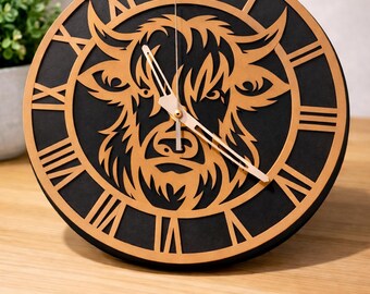 Highland Cow Country Clock, Farmhouse Decor, Rustic, Farmer Gift, Farmhouse Kitchen