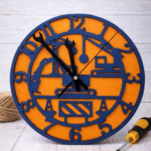 Playful Construction-Themed Wall Clock for Kids Room Decor - Colorful Educational Time Learning Gift