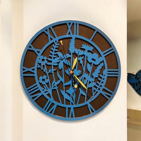 Floral Wall Clock: Elegant Quartz Timepiece for Home Decor