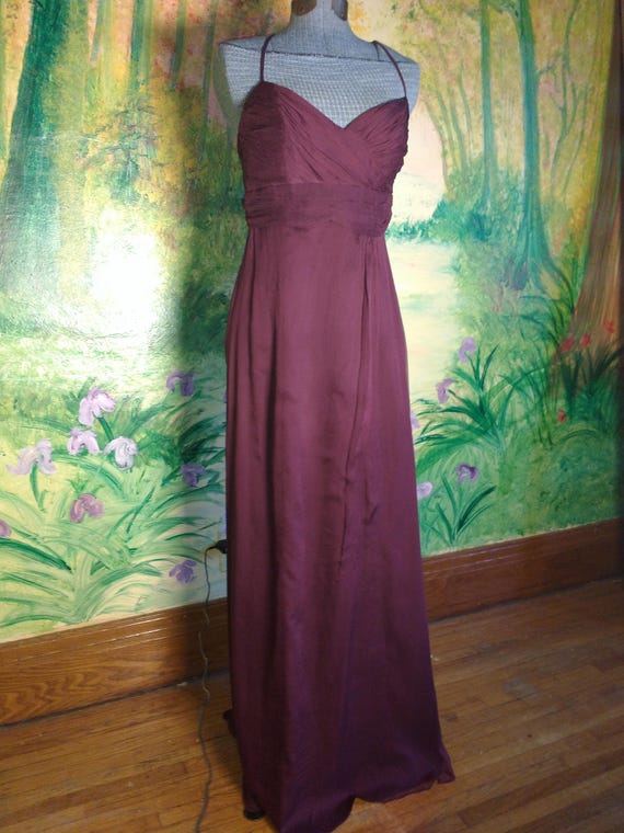 Burgundy, Silk, Maxi, Dress