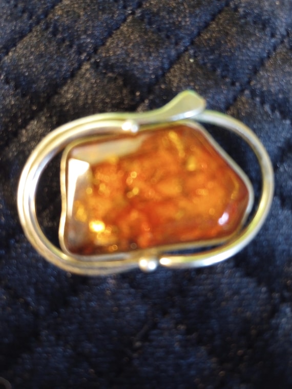 Artisan Sterling Silver Amber Brooch View 5