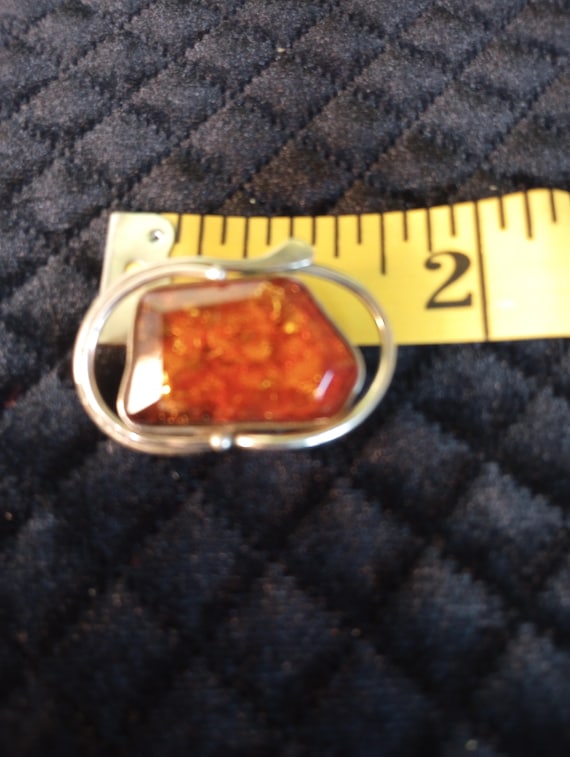 Artisan Sterling Silver Amber Brooch View 2