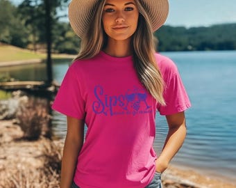 Sips about to go down T-Shirt | Wine Glasses Cheers Graphic Tee, Wine Lovers Design
