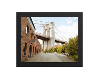 Stampa incorniciata del Ponte di Brooklyn / Fotografia di paesaggio urbano di New York (pronta per essere appesa)