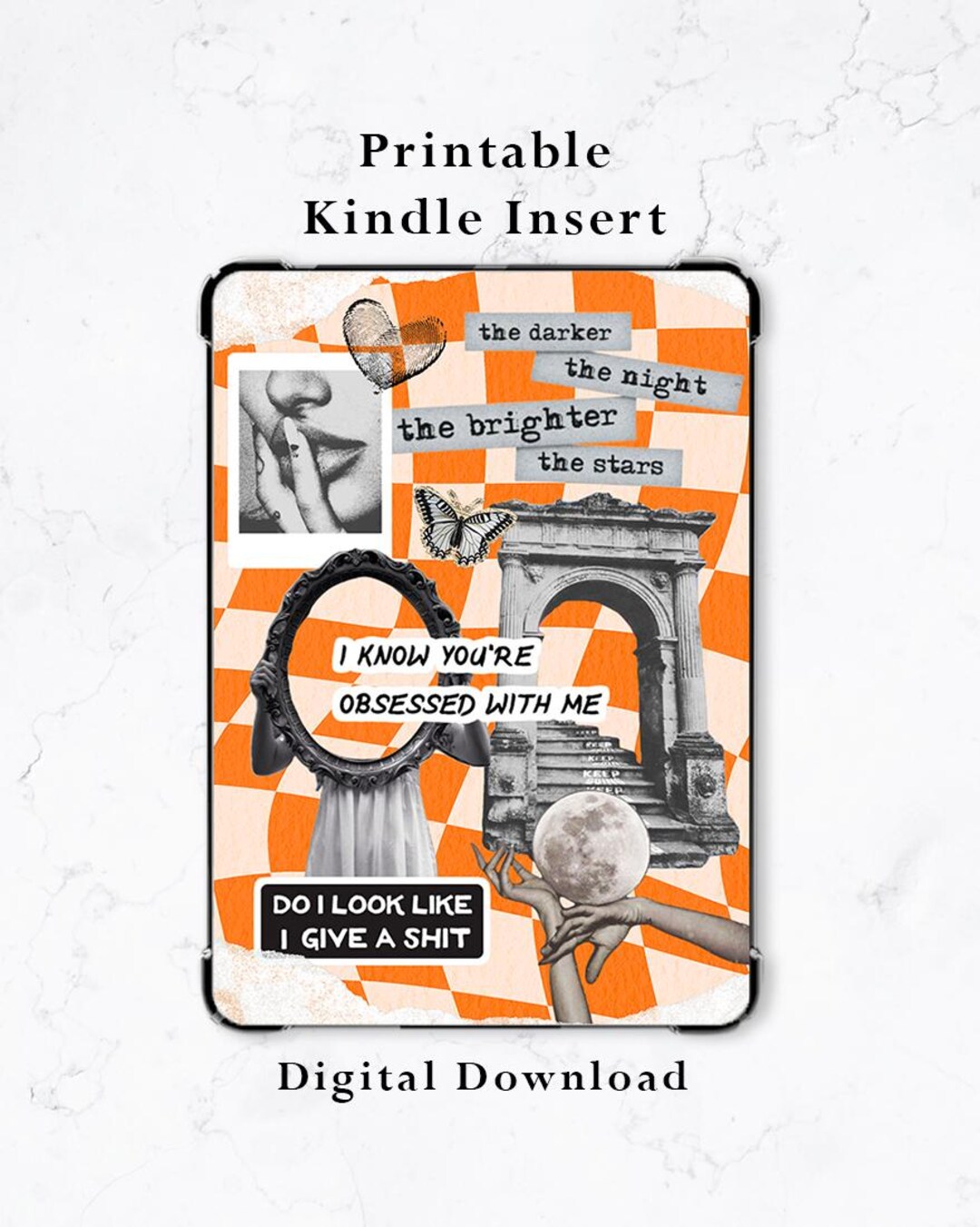 Printable Collage Kindle Insert for Clear Case | Retro Themed | Fits ...