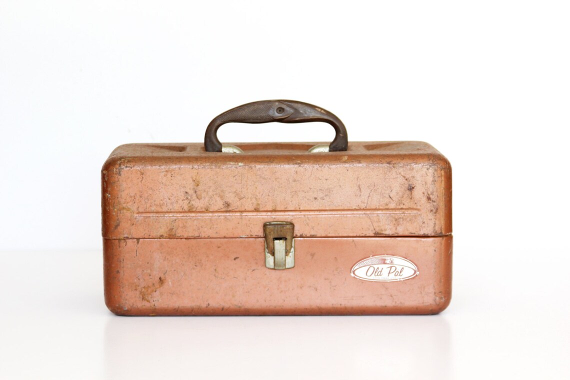 Vintage Old Pal Metal Tackle Box Orange Rust Rustic Metal Etsy