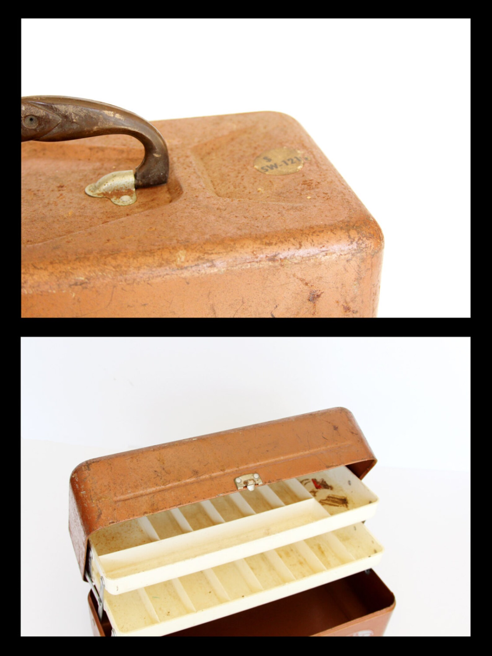 Vintage Old Pal Metal Tackle Box Orange Rust Rustic Metal Etsy