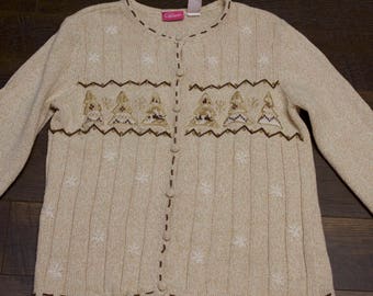 Vintage Women's ugly Christmas sweater with Christmas trees size small by Pappagallo