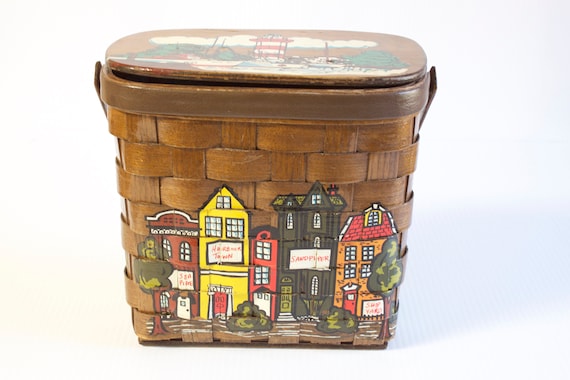 Vintage Basket Purse - 1960s Caro Nan Decoupage Hi