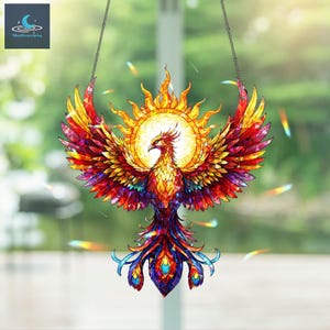 Phoenix Hologram, Phoenix Window Hanging Acrylic Ornament, Phoenix Suncatcher, Home Decor, Gift For Her