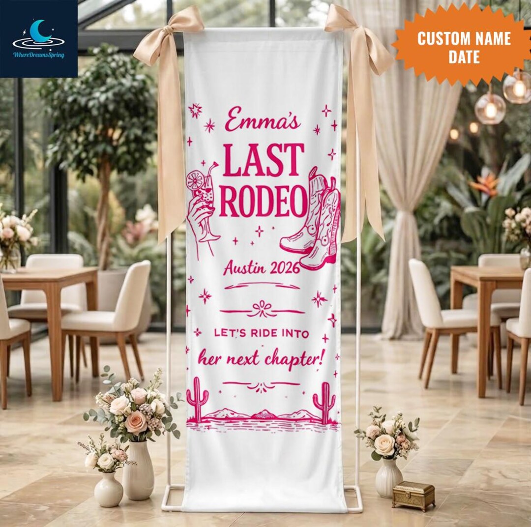 Last Rodeo Bachelorette Linen Banner, Personalized Cowgirl Party Sign ...