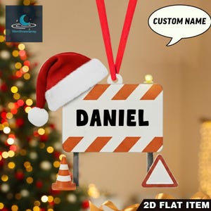 Personalisierte Baustelle Ornamente mit Schutzhelm & Weihnachtsmütze - Individuell angefertigtes Namensschild Weihnachtsgeschenk für Männer, Kinder - Arbeiter.