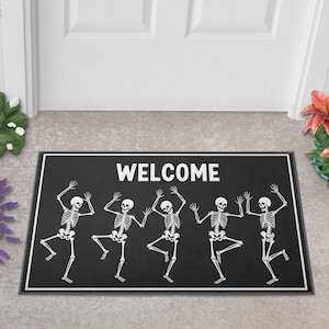 Tanzende Skeleton Willkommen Fußmatte, Lustige Halloween Fußmatte, Skeleton Halloween Home Decor, Halloween Geschenk