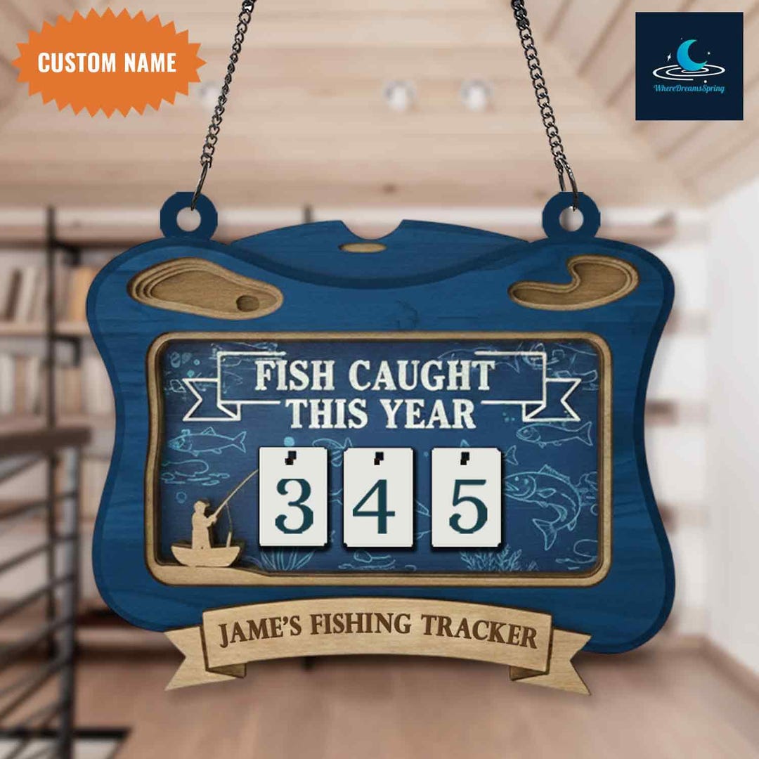 Personalized Fish Caught This Year Sign, Fisher Tracker Fish Caught ...