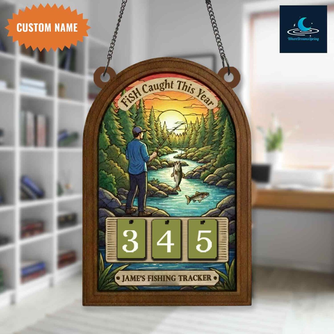 Personalized Fish Caught This Year Sign, Custom Name, Wooden Fishing ...