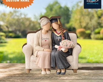 おばあちゃんと卒業生のための名入れ木製ブロック、カスタム名入り卒業祝いギフト、おばあちゃんと孫娘への記念品