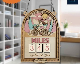 Personalized Wooden Bike Mileage Tracker, Gifts for Cyclists