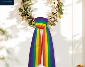 Fascia a ghirlanda arcobaleno, fiocco per porta Pride, decorazione in nylon per porta d'ingresso, nastro celebrativo