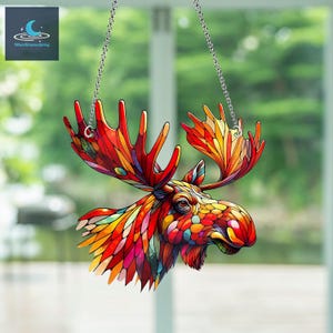 Acryl raam eland hangend, decor wilde dieren hut, natuurcadeau voor vader, cadeau voor hem, jachtcadeau