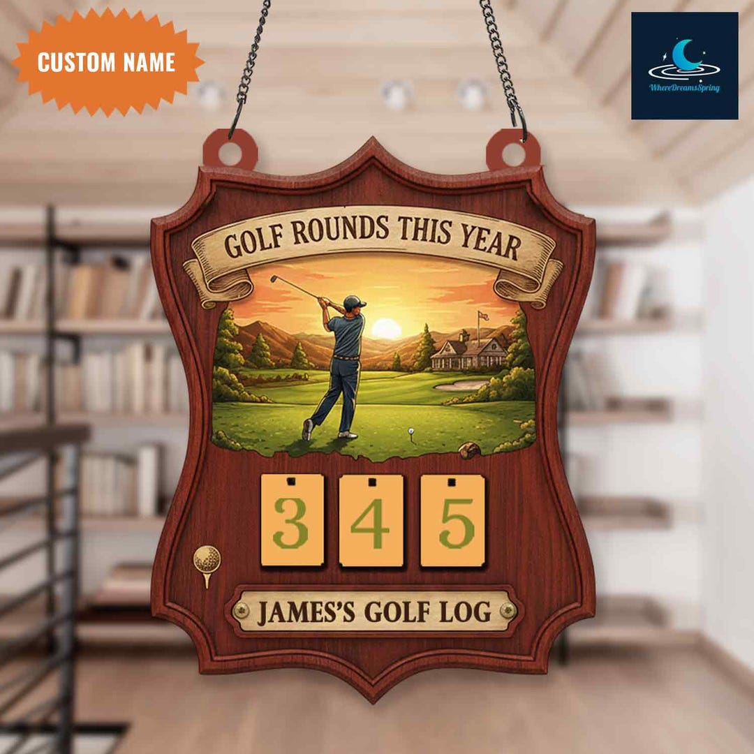 Personalized Golf Rounds Tracker Sign, Golfing Round Counter Sign ...