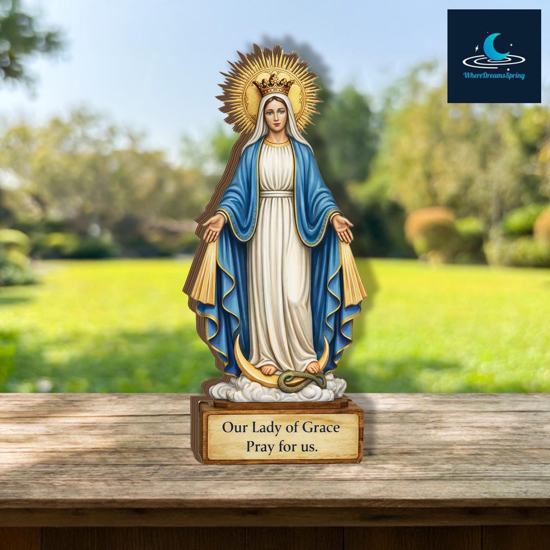 Our Lady of Grace Statue Decor, Virgin Mary Catholic Gift, Christian ...