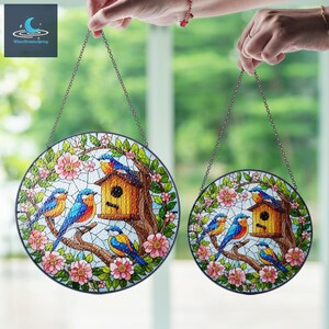Bird Stained Glass Suncatcher, Bird Window Hanging, Bird Ornament, Bird Lovers Gift, Gift For Her