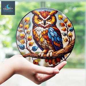 Owl Stained Glass, Owl Suncatcher, Owl Ornament, Owl Lover Gift, Bird Home Decor, Bird Lover Gift, Gift For Her