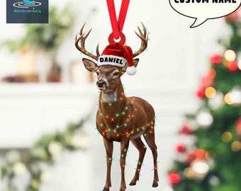 Personalized Deer Christmas Ornament, Acrylic Holiday Gift