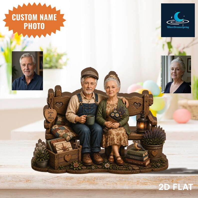 Custom Couple Wooden Plaque Photo, Personalized Grandparents Gift ...
