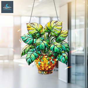 Monstera Hologram Ornament, Monstera Plant Acrylic Suncatcher, Plant Home Decor, Plant Lover Gift, Gift For Her
