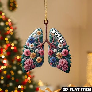 Personalized Lung Christmas Ornament, 2D Flat Ornament, Anatomical Lungs Ornament, Respiratory Therapist Gift