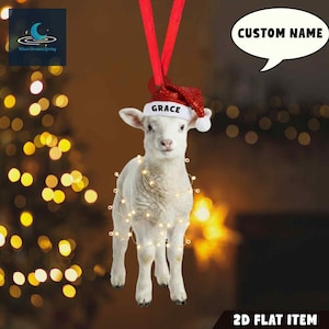 Personalized Sheep Ornament, Christmas Sheep Farm 2D Flat Ornament, Christmas Tree Hanging Decor, Christmas Ornament, Sheep Lover Gift.