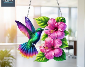 Hummingbird Acrylic Window Hanging, Indoor/Outdoor Art