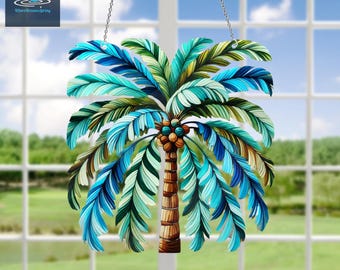 Acrylic Palm Tree Window Hanging, Beach Ornament