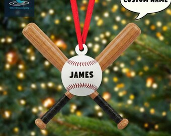 Personalized Baseball Christmas Ornament, Custom Player Gift