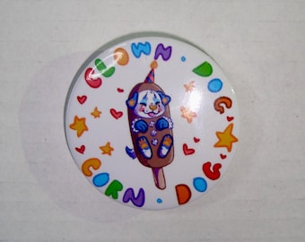 Clown Dog Corn Dog Button!