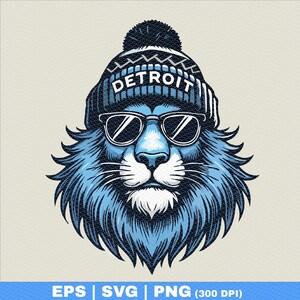 Gorra de invierno de fútbol americano de los Detroit Lions SVG / Ilustración de león para descargar digitalmente / Arte de fanático de los deportes de Detroit / Gráfico de los NFL Lions para proyectos de bricolaje