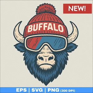 Buffalo Football Bison Head SVG: Mafia Design, Winter Hat, Ski Goggles (Instant Download