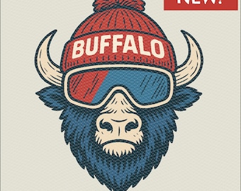 Buffalo Football Bison Head SVG: Mafia Design, Winter Hat, Ski Goggles (Instant Download