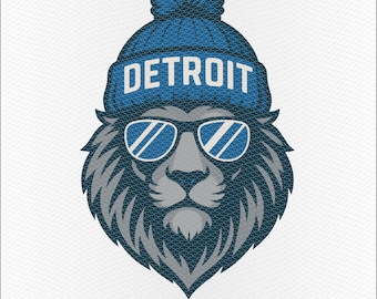 Detroit Football Lion Head Winter Hat png | Sunglasses | Trending Design (Instant Download)