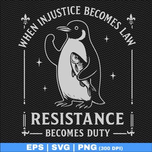 Pingüino resiste png / Resistencia / Divertidos aranceles de Trump png / Descarga del Día de la Liberación / Pingüinos SVG / Yo hice eso / / MAGA / Política liberal