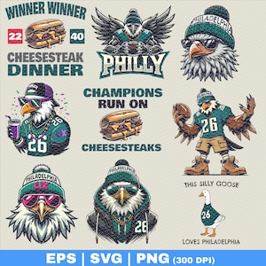 Pacote SUPER png do Philadelphia Eagles, fã da Filadélfia, campeonato da NFL, fã de Saquon Barkley, svg e eps do Eagles, impressão sob demanda, uso comercial