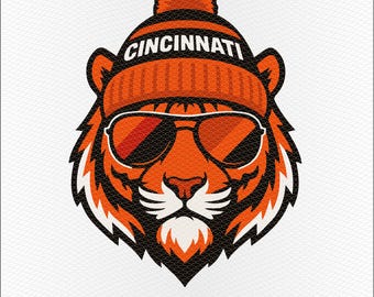 Cincinnati Football Tiger Head Winter Hat png | Who Dey | Flacco Fan | Trending Design