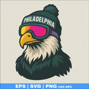 Chapéu de inverno com cabeça de águia do Philadelphia Football png | Fã dos Eagles | Design em alta | Download de PNG para pássaros