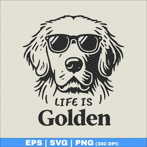 Life is Golden - Golden Retriever Silhouette SVG, Hundeliebhaber Digitaler Download, süßes Haustier Zitat Clipart für Sublimation, Hundemutter, Hundevater