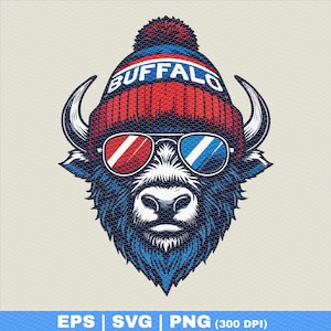 Gorro de invierno con cabeza de bisonte de Buffalo Football png / Fanático de la mafia / Fanático de los Bills / Fanático de Josh / Diseño de tendencia