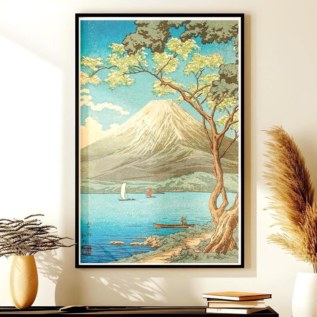 Mount Fuji Poster by Takahashi Shotei, Lake Yamanaka Woodblock