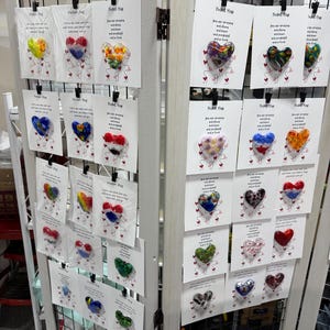 Pocket hearts. Fused glass. Choose your color.  Many more will be added. We can add a magnet to make it a pin or a hook to for a necklace.