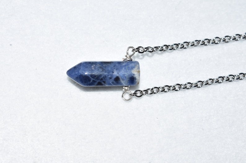 Sodalite 18mm Point Necklace Pendant Minimalist Crystal Quartz Healing Unisex