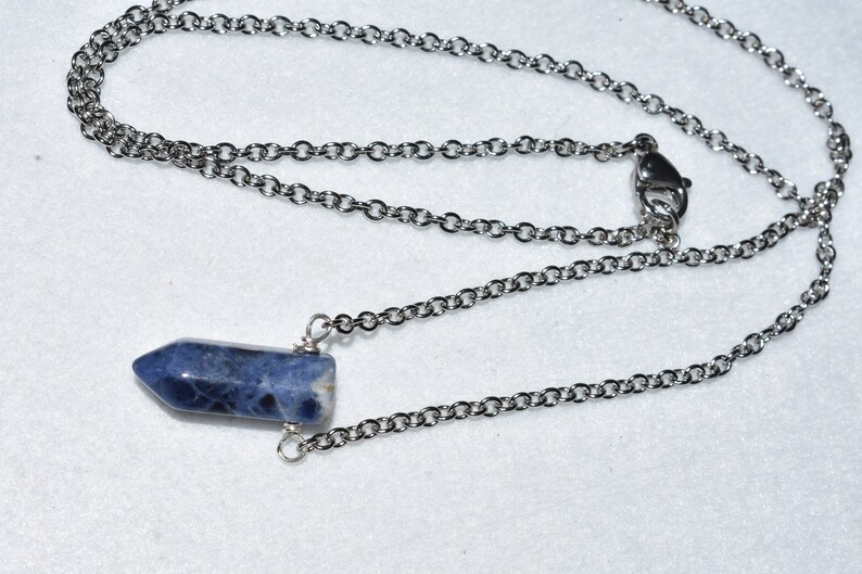 Sodalite 18mm Point Necklace Pendant Minimalist Crystal Quartz Healing Unisex
